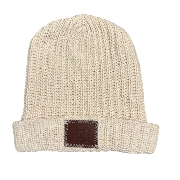 Love Your Melon cream knitted beanie 100% cotton - Picture 2 of 6
